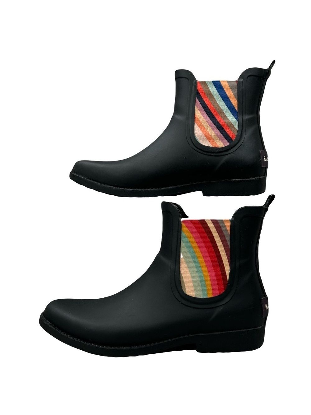 Paul Smith Black Rainbow Panel Pull-On Rain Boots Size 7